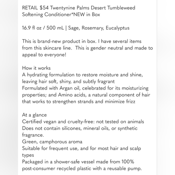 Twentynine Palms Desert Tumbleweed Softening Conditioner *NEW* RETAIL $54 - Picture 5 of 5